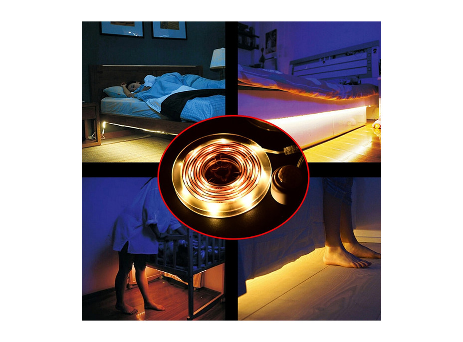 LED světelný pás s pohybovým senzorem, 1m, 4x AAA