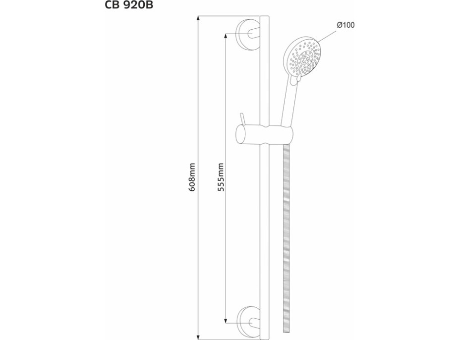 Sprchová tyč s ruční sprchou - 61 cm - chromovaná