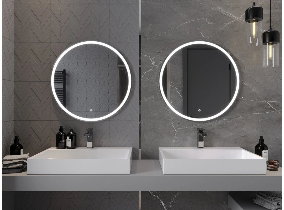 Kulaté zrcadlo MEXEN GOBI 70 cm - s LED podsvícením a vyhříváním, 9801-070-070-611-00
