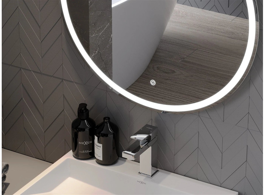 Kulaté zrcadlo MEXEN GOBI 70 cm - s LED podsvícením a vyhříváním, 9801-070-070-611-00