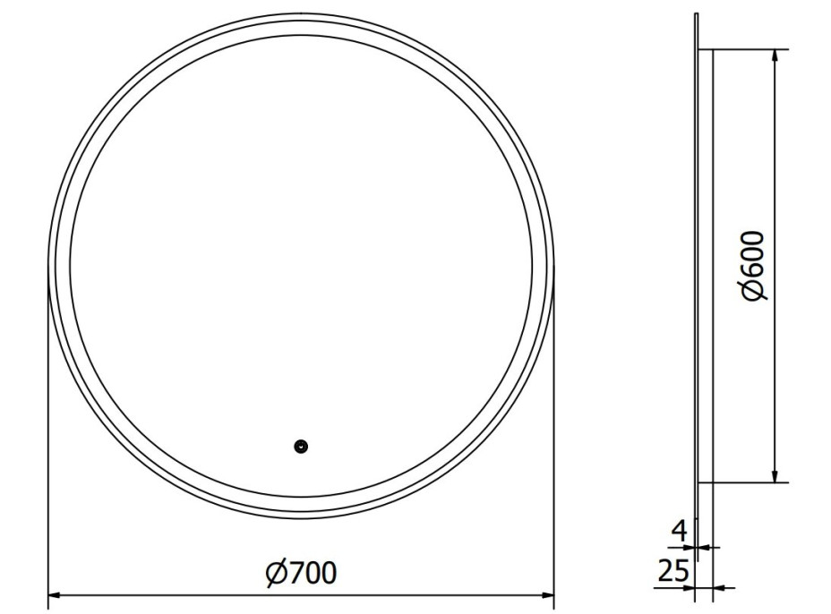 Kulaté zrcadlo MEXEN GOBI 70 cm - s LED podsvícením a vyhříváním, 9801-070-070-611-00