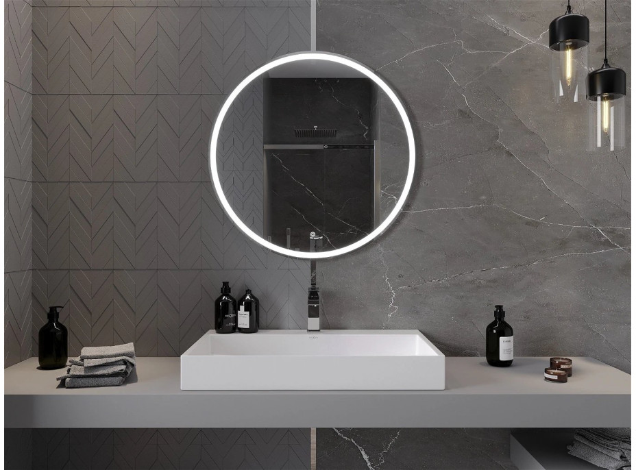 Kulaté zrcadlo MEXEN GOBI 80 cm - s LED podsvícením a vyhříváním, 9801-080-080-611-00