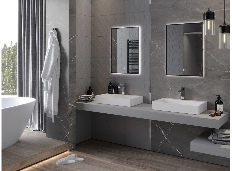 Obdélníkové zrcadlo MEXEN ERMA 50x70 cm - s LED podsvícením a vyhříváním, 9814-050-070-611-70