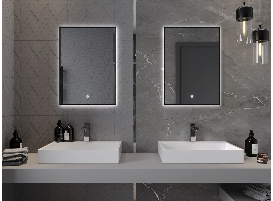 Obdélníkové zrcadlo MEXEN ERMA 50x70 cm - s LED podsvícením a vyhříváním, 9814-050-070-611-70
