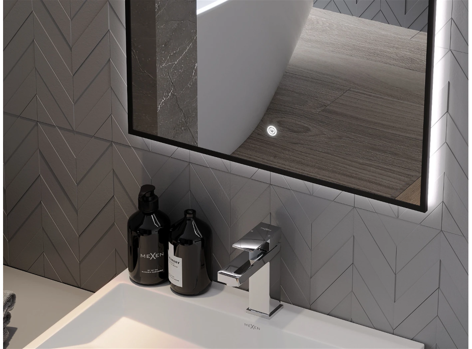 Obdélníkové zrcadlo MEXEN ERMA 50x70 cm - s LED podsvícením a vyhříváním, 9814-050-070-611-70