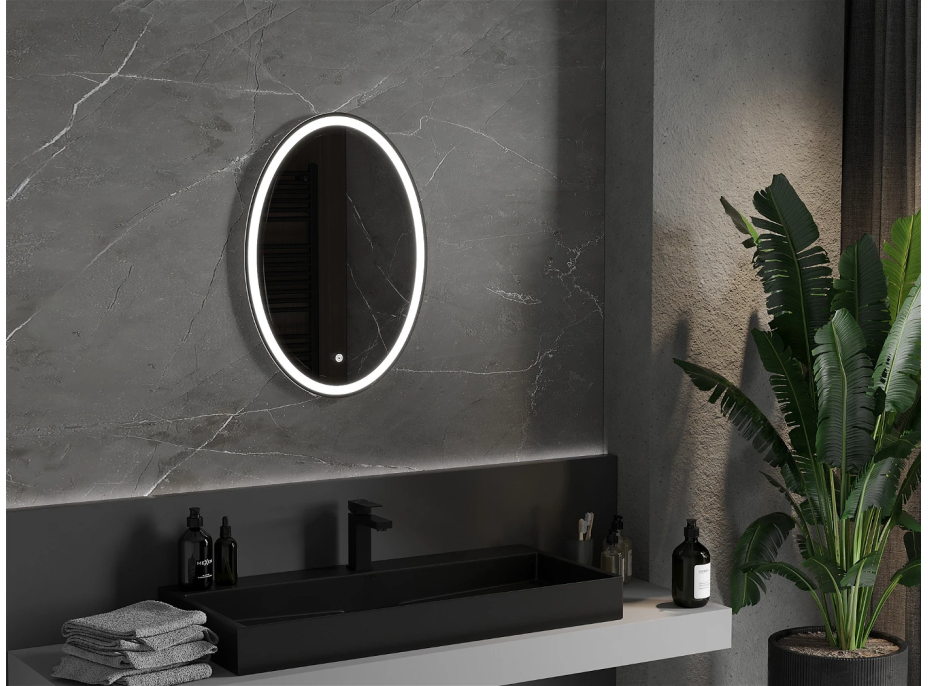 Oválné zrcadlo MEXEN ELZ 50x70 cm - s LED podsvícením a vyhříváním, 9802-050-070-611-00