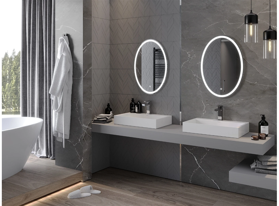 Oválné zrcadlo MEXEN ELZ 50x70 cm - s LED podsvícením a vyhříváním, 9802-050-070-611-00