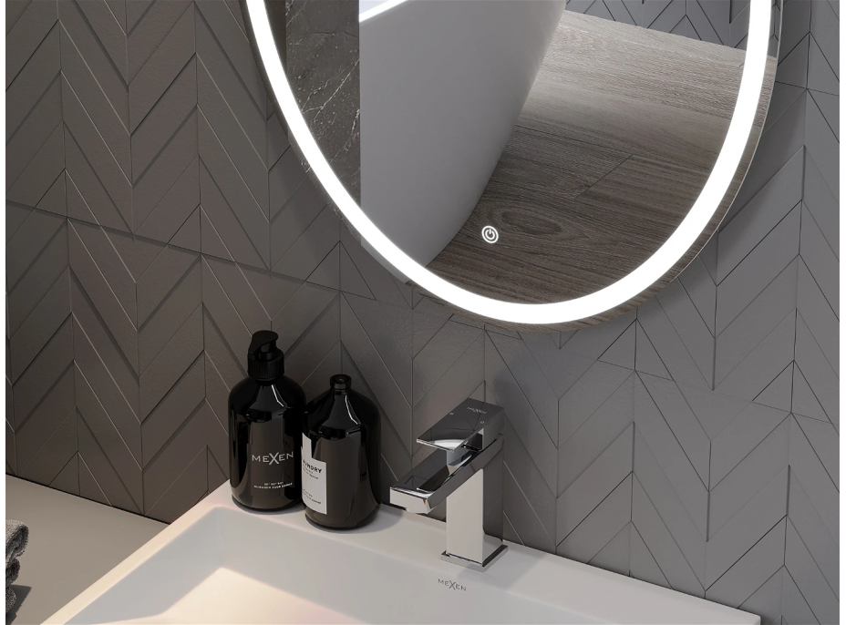 Oválné zrcadlo MEXEN ELZ 50x70 cm - s LED podsvícením a vyhříváním, 9802-050-070-611-00