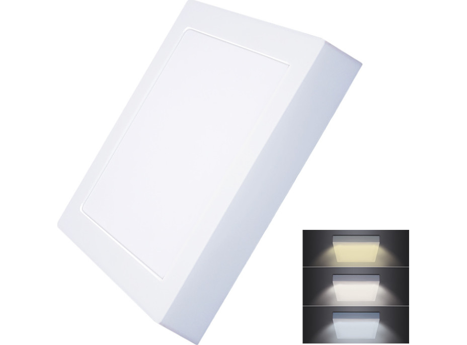 LED mini panel CCT, přisazený, 18W, 1530lm, 3000K, 4000K, 6000K, čtvercový