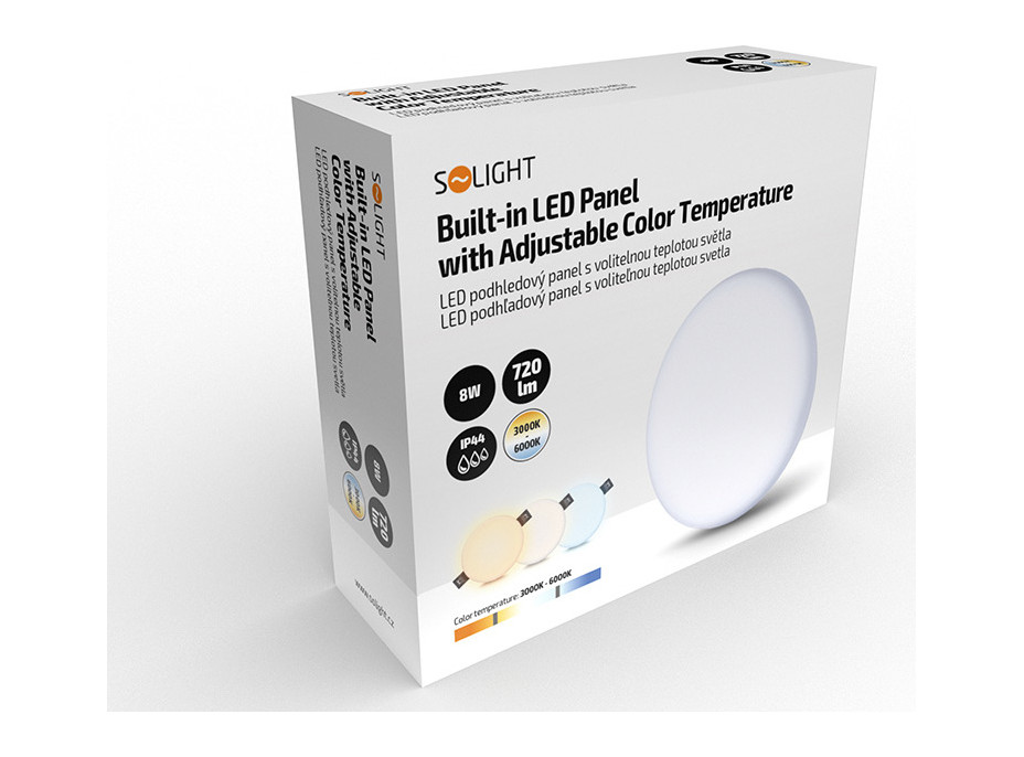 LED podhledové svítidlo CCT, IP44, 8W, 720lm, 3000K, 4000K, 6000K, kulatý