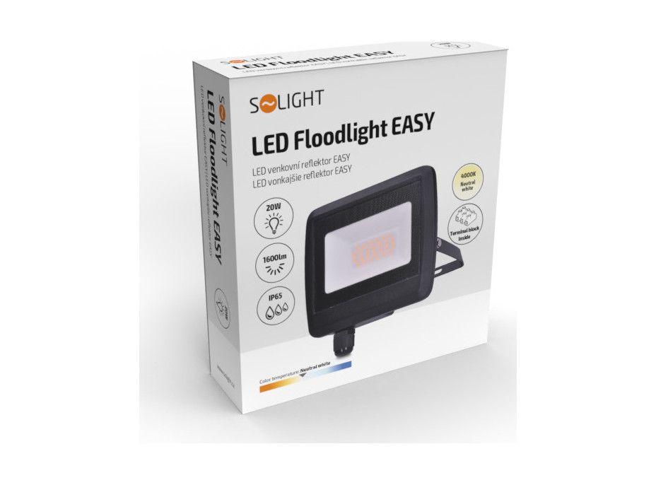 LED reflektor Easy, 20W, 1600lm, 4000K, IP65, černý