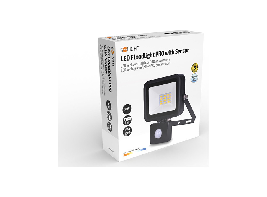LED reflektor PRO se senzorem, 30W, 2760lm, 5000K, IP44