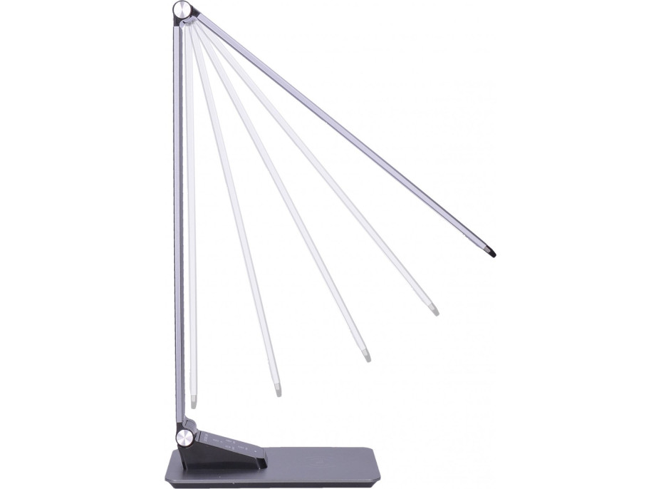 LED stolní lampička stmívatelná, 10W, indukční nabíjení, hliník, šedá