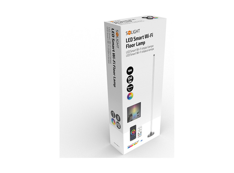 LED smart stojací lampa Rainbow, wifi, RGB, CCT, 140cm
