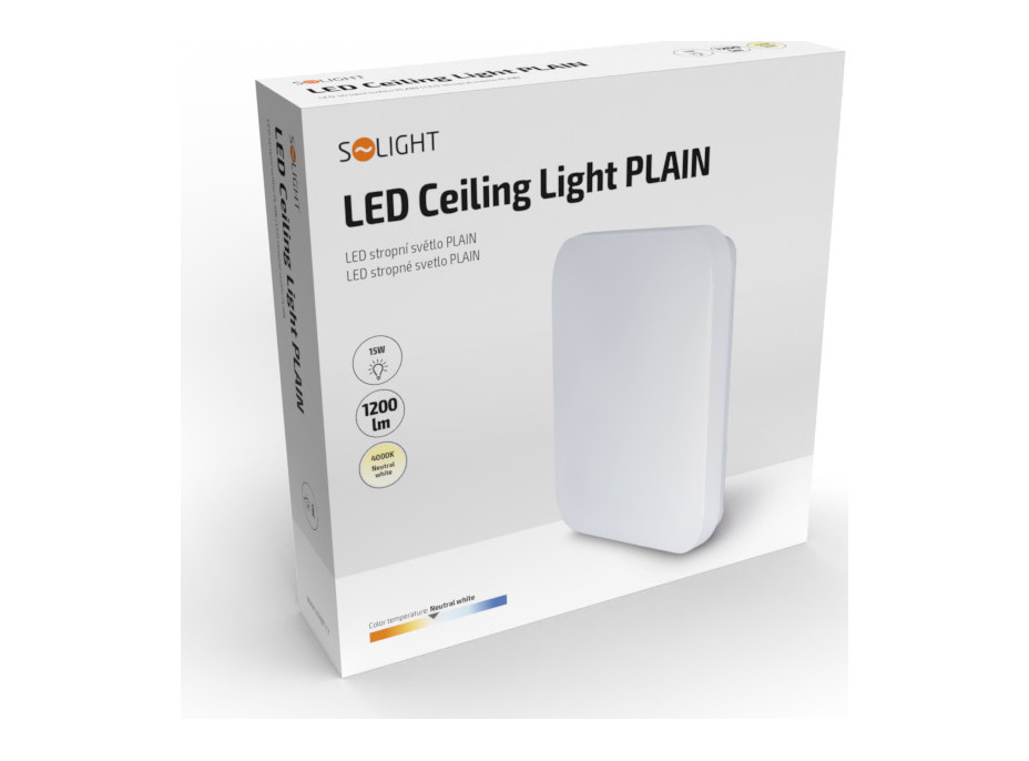 LED stropní světlo Plain, 15W, 1200lm, 4000K, čtvercové, 28cm