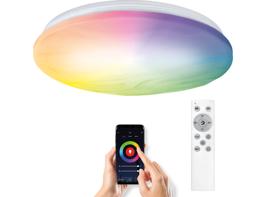 LED smart stropní světlo Wave, 30W, 2300lm, wifi, RGB + CCT, dálkové ovládání