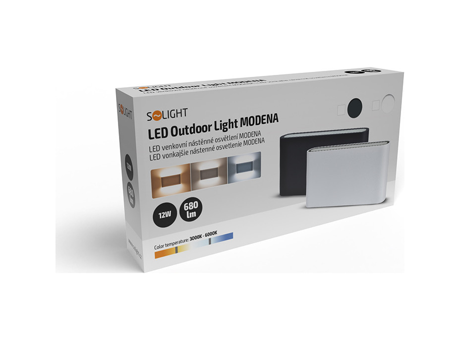 LED venkovní nástěnné osvětlení Modena, 12W, 680lm, 120°, bílá