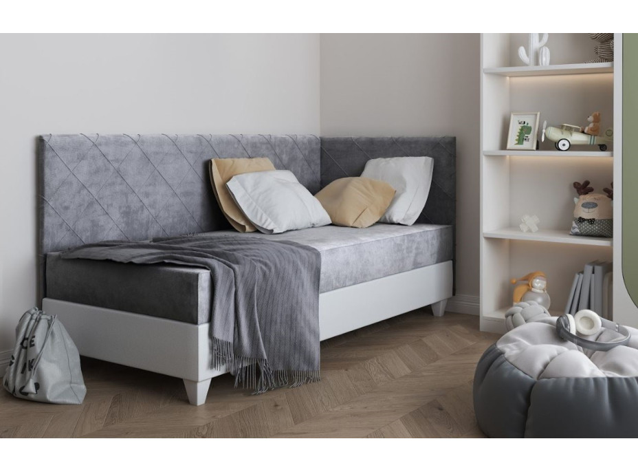 Čalouněná postel LAGOS III - 200x90 cm - šedá