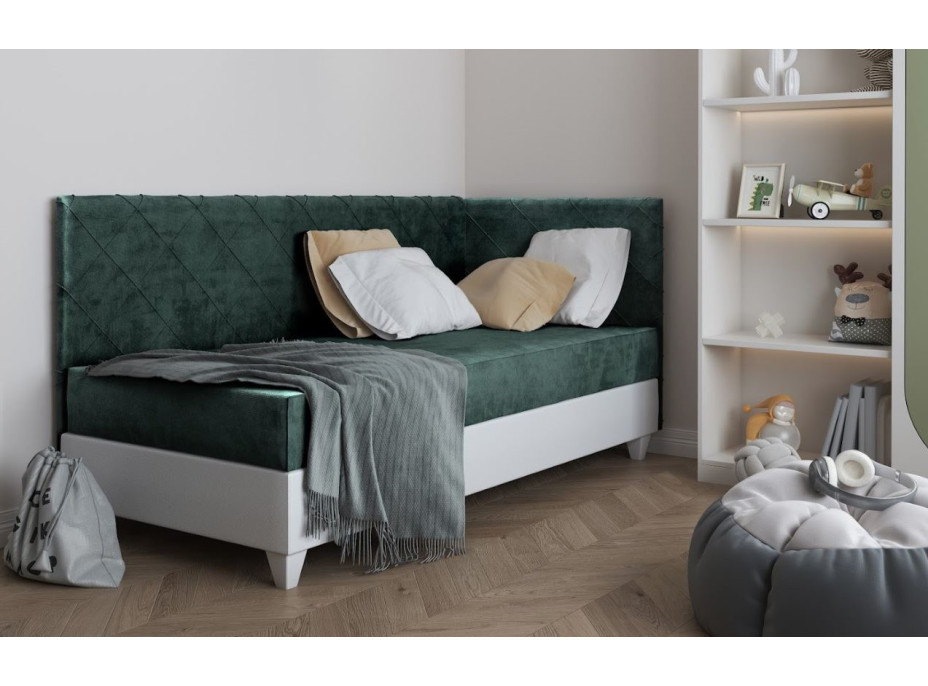 Čalouněná postel LAGOS III - 200x90 cm - zelená