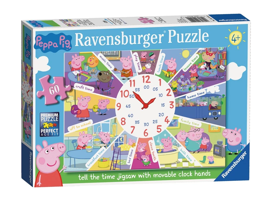 RAVENSBURGER Puzzle s hodinami Prasátko Pepina XL 60 dílků