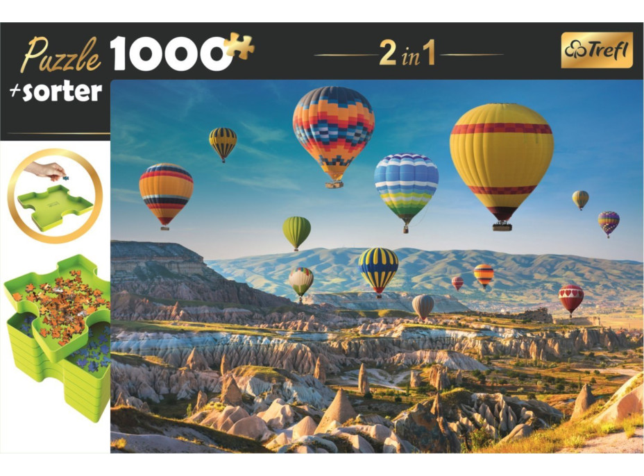 TREFL Puzzle s třídičem 2v1 Balóny nad Kapadokií 1000 dílků