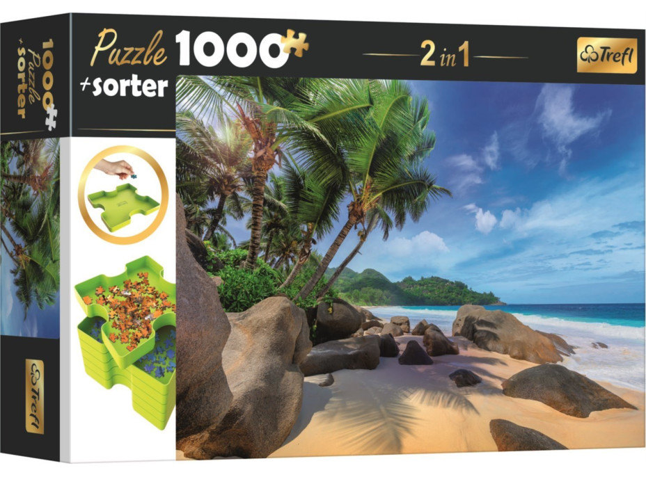 TREFL Puzzle s třídičem 2v1 Exotická pláž 1000 dílků