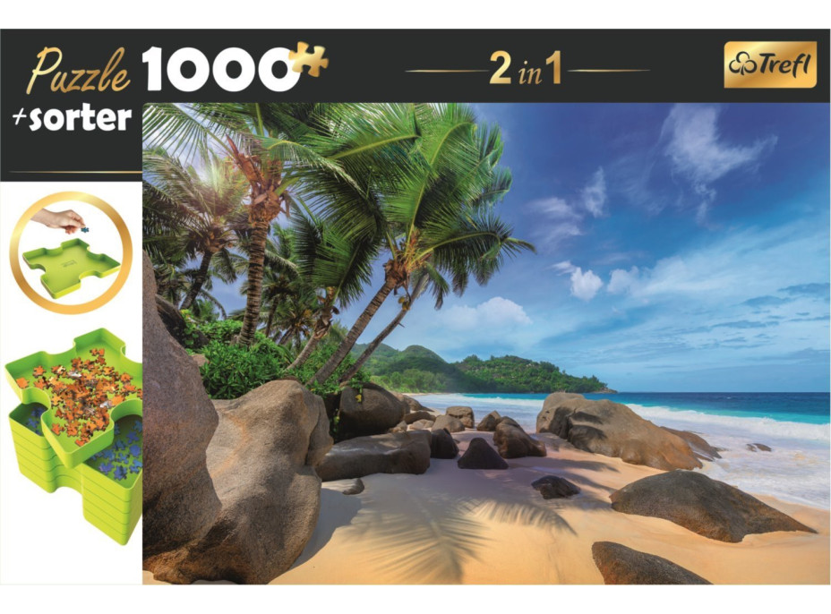 TREFL Puzzle s třídičem 2v1 Exotická pláž 1000 dílků