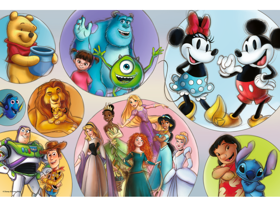TREFL Puzzle Super Shape XL Disneyho barevný svět 160 dílků