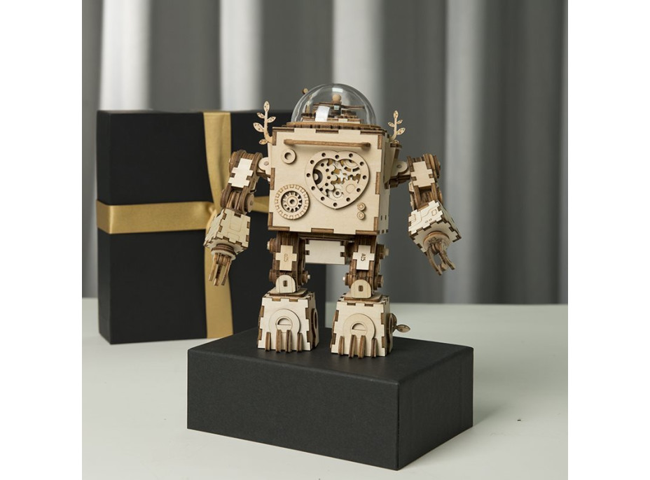 ROBOTIME Rokr Svítící 3D dřevěné puzzle Robot Orpheus (hrací skříňka) 221 dílků