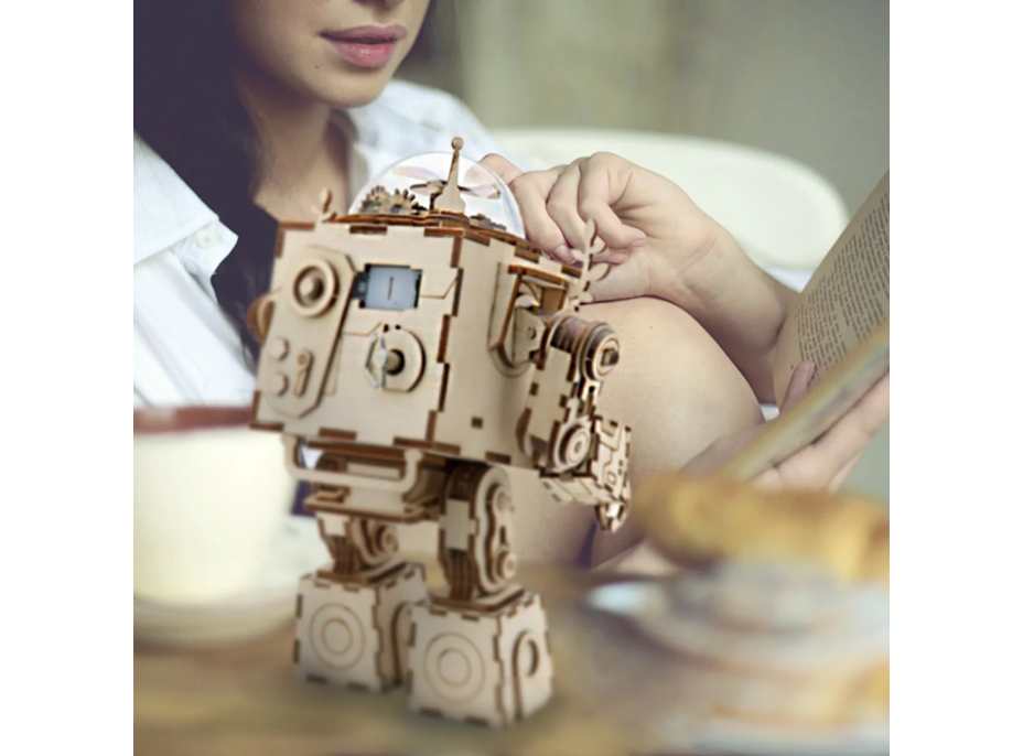 ROBOTIME Rokr Svítící 3D dřevěné puzzle Robot Orpheus (hrací skříňka) 221 dílků