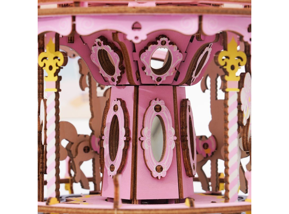 ROBOTIME Rokr Svítící 3D dřevěné puzzle Romantický kolotoč snů (hrací skříňka) 346 dílků