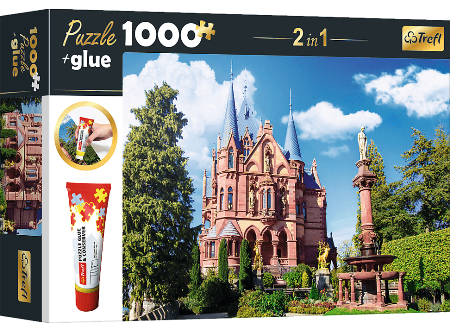 TREFL Sada 2v1 puzzle Zámek Drachenburg v Siebengebirge, Německo 1000 dílků s lepidlem