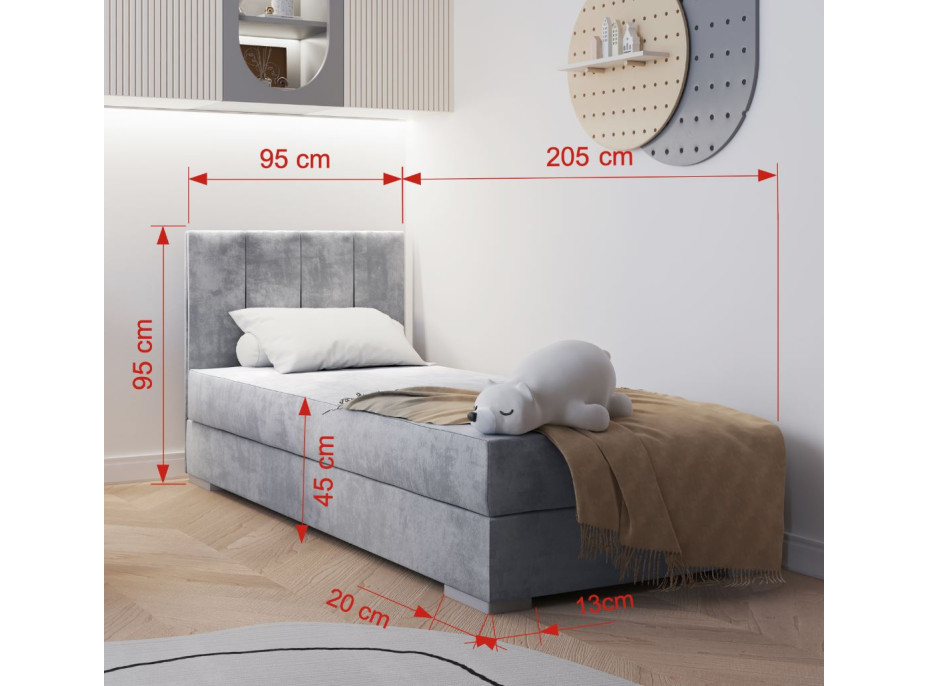 Čalouněná postel COIMBRA I - 200x90 cm - šedá