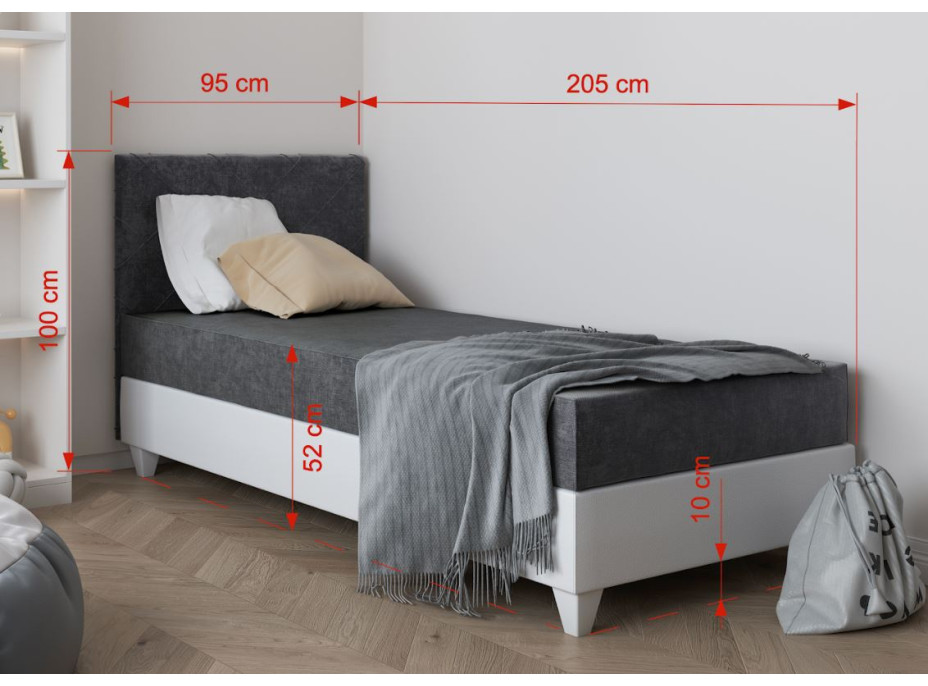 Čalouněná postel LAGOS I - 200x90 cm - grafitová