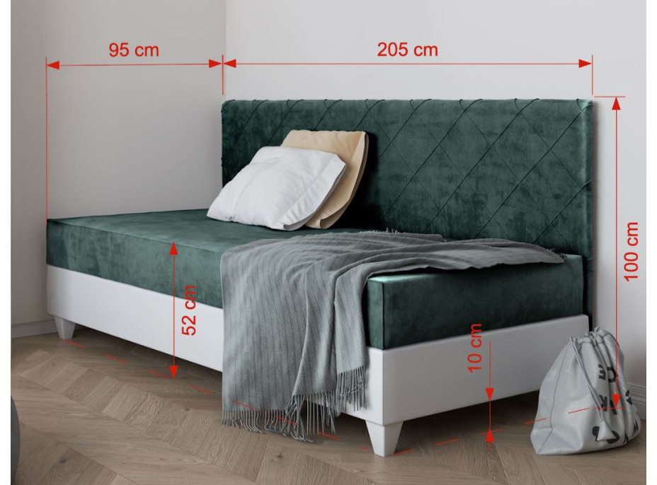 Čalouněná postel LAGOS II - 200x90 cm - zelená