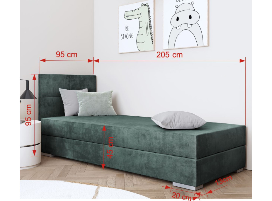 Čalouněná postel TOMAR I - 200x90 cm - zelená