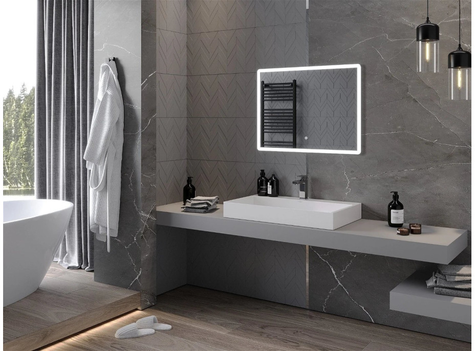Obdélníkové zrcadlo MEXEN NAVIA 80x60 cm - s LED podsvícením a vyhříváním, 9803-080-060-611-00