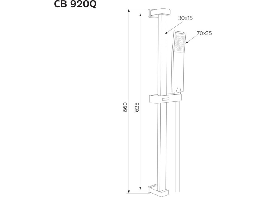 Sprchová tyč s ruční sprchou - 66 cm - chromovaná