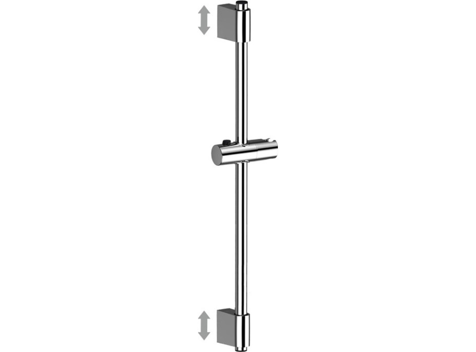 Sprchová nerezová tyč s držákem na ruční sprchu - 70 cm - chromovaná