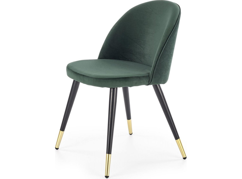 Jídelní židle MADLENKA - tmavě zelená/černá se zlatým