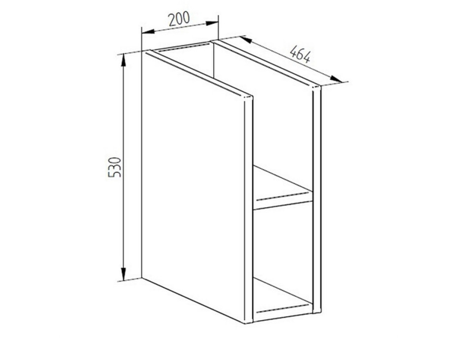 Koupelnová závěsná skříňka AIRA 20 cm - spodní - otevřená