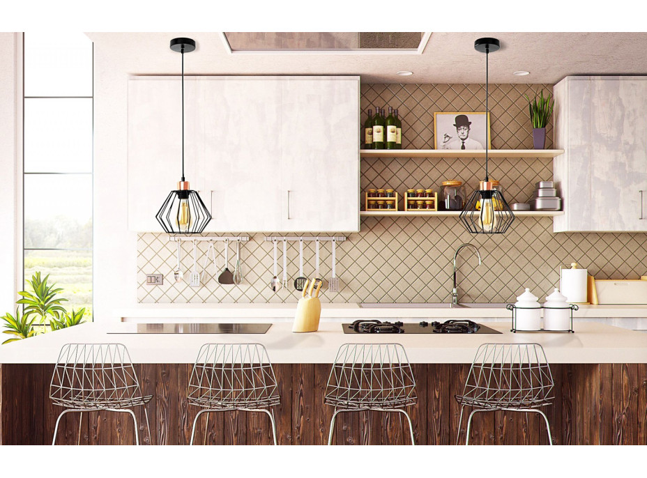 Stropní svítidlo SIENA long - černé/rose gold