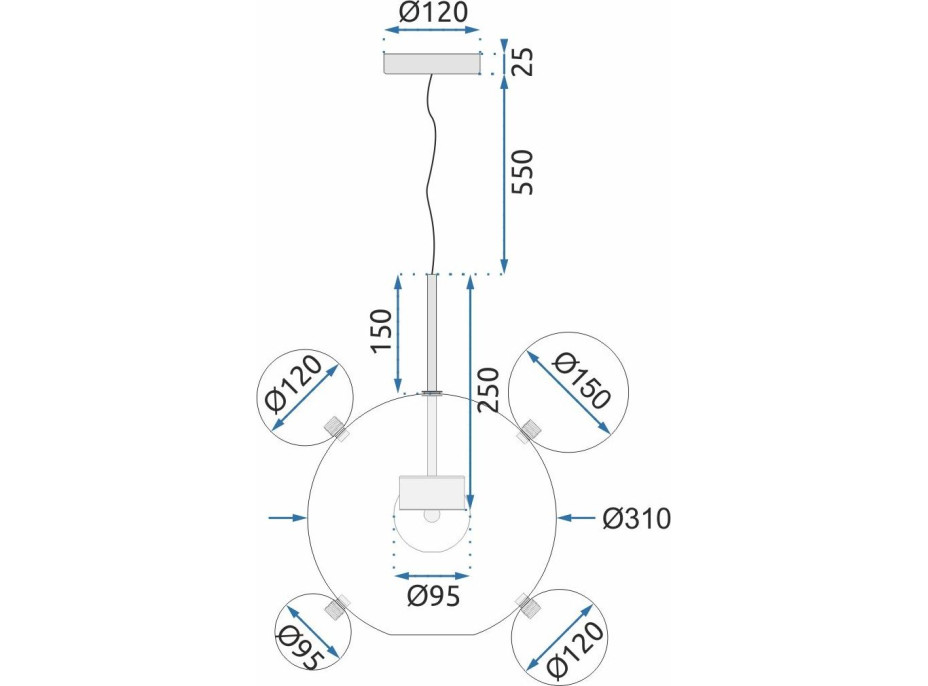 Stropní LED svítidlo ATOM - 5W - zlaté