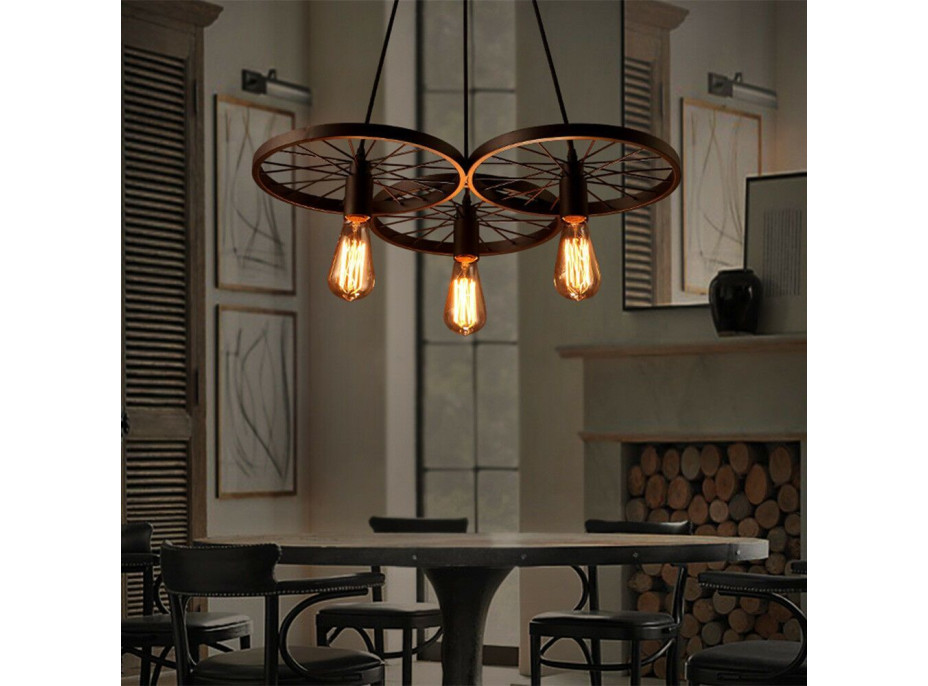 Stropní svítidlo LOFT WHEEL 3 - černé