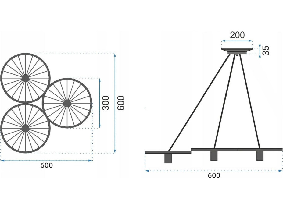 Stropní svítidlo LOFT WHEEL 3 - černé