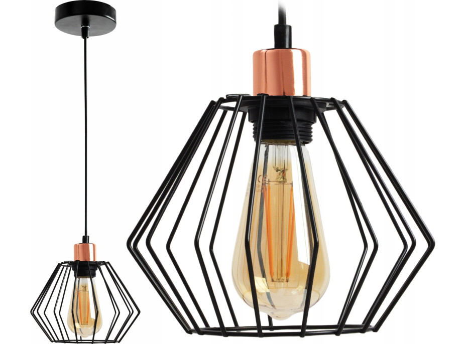 Stropní svítidlo SIENA long - černé/rose gold