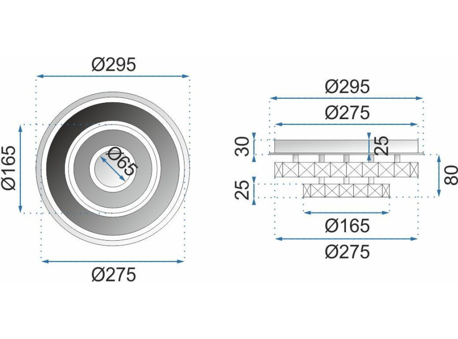 Stropní LED křišťálové svítidlo PLATON double circle - 20W - neutrální bílá