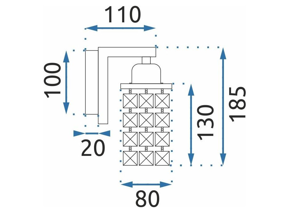 Nástěnné svítidlo KLASA cube - chromové