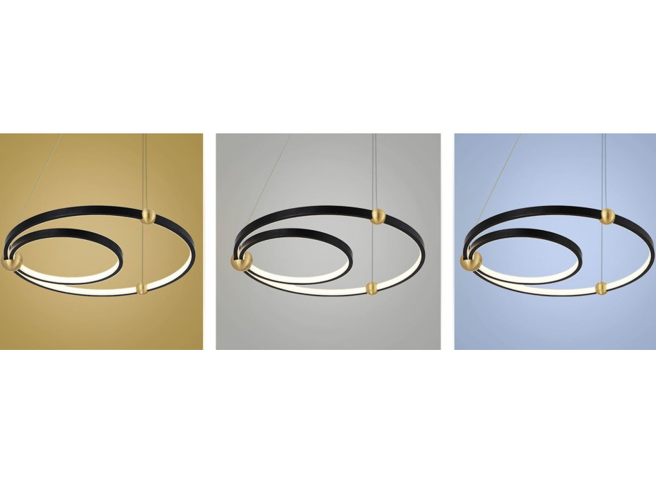 Stropní LED svítidlo PLANETARY 60W - černé/zlaté + ovladač