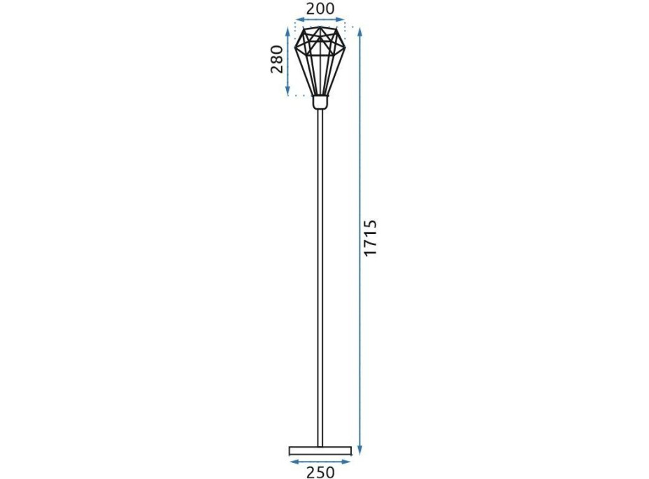 Stojací lampa DIAMOND - rovná - černá